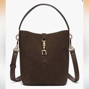 Elegant Brown Leather Bucket Bag